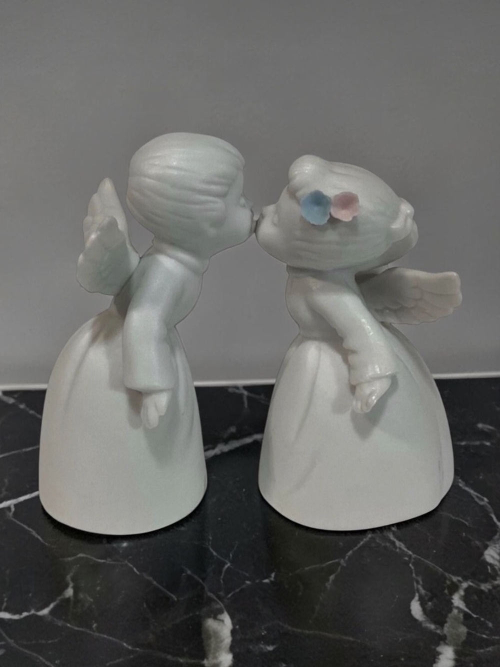 Vintage Boy & Girl Porcelain Collectible Kissing Angels Figurines from 1970’s